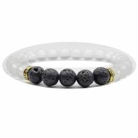 Zinc Alloy Bracelet, with Glass Beads & Lava, plated, Unisex & ball chain 8mm Approx 8 Inch 