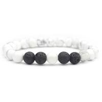 Howlite Bracelet, with Lava, Unisex & ball chain, 8mm Approx 8 Inch 