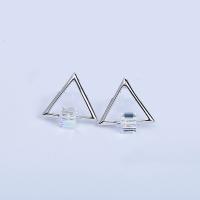 925 Sterling Silver Stud Earring, with Austrian Crystal, Triangle, platinum plated, for woman & hollow 