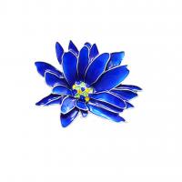 Bijoux broche en Zinc alliage , alliage de zinc, fleur, Placage de couleur argentée, pour femme & émail, bleu Vendu par PC