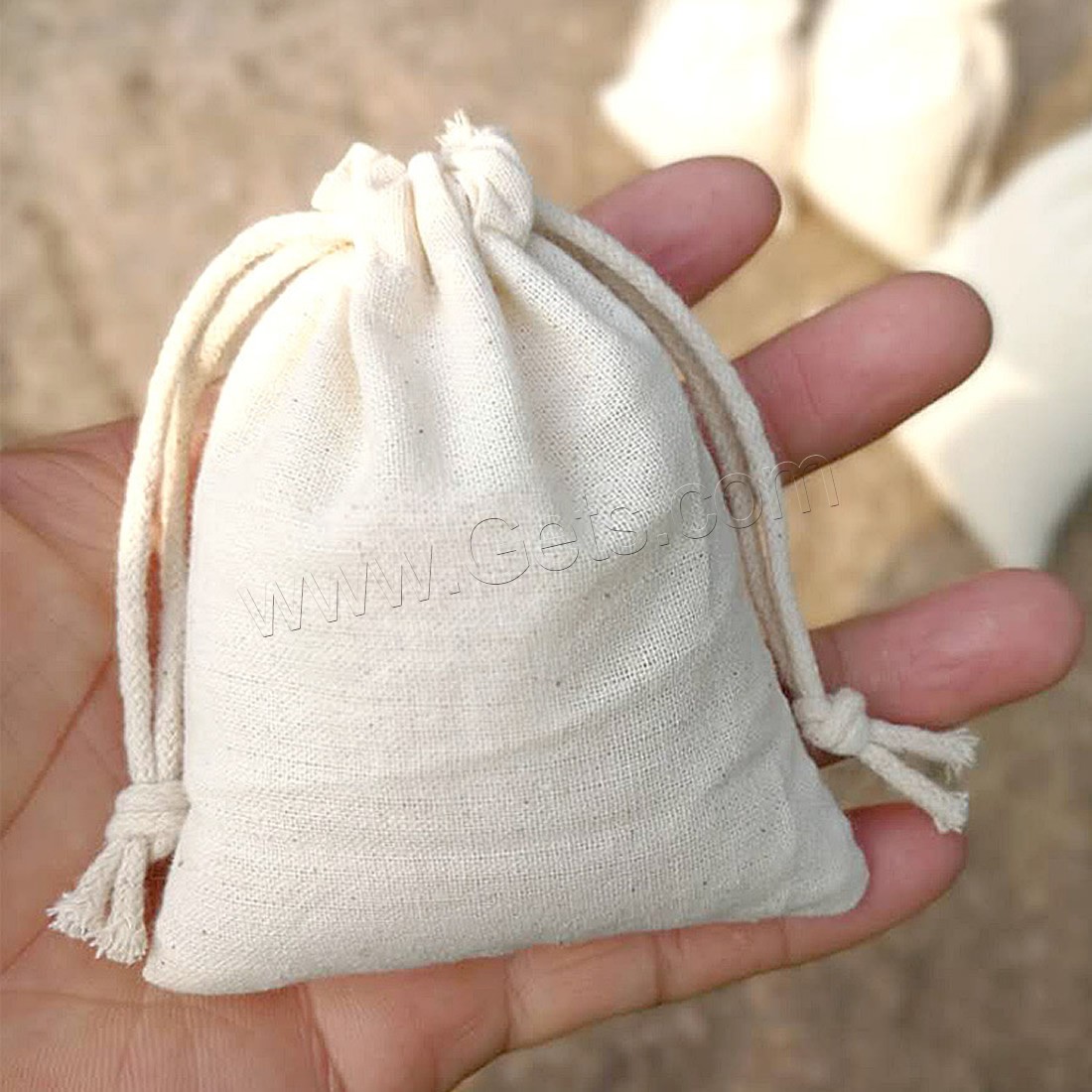 coton sacs de bijoux, avec tissu, durable & normes différentes pour le choix, blanc, 10PC/sac, Vendu par sac