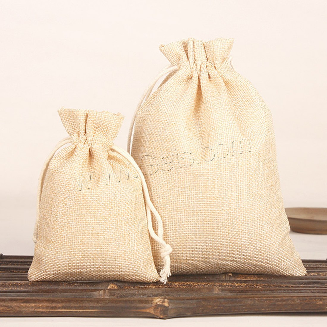 Cotton Jewelry Pouches, with Cloth, durable & different size for choice, khaki, 10PCs/Lot, Sold By Lot