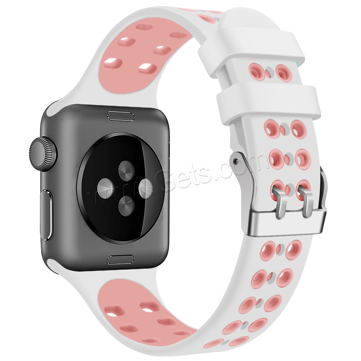 Silicone Watch Band, stainless steel watch band clasp, for Apple Watch & different size for choice, more colors for choice, Length:Approx 5.5-8.1 Inch, Sold By PC