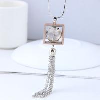 Zinc Alloy Sweater Necklace, with iron chain & Glass, plated, snake chain & for woman, lead & cadmium free Approx 27.5 Inch 