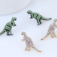 Zinc Alloy Rhinestone Stud Earring, stainless steel post pin, Dinosaur, plated, for woman & with rhinestone lead & cadmium free 