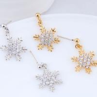 Zinc Alloy Drop Earring, stainless steel post pin, Snowflake, plated, micro pave cubic zirconia & for woman lead & cadmium free 