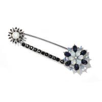 Zinc Alloy Brooch, with Crystal, Flower, platinum color plated, for woman & faceted & with rhinestone 