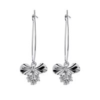 Cubic Zirconia Micro Pave Brass Earring, Bowknot, platinum plated, micro pave cubic zirconia & for woman 