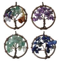 Gemstone Brass Pendants, with Gemstone, antique bronze color plated Approx 3mm 