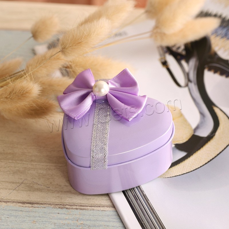 Jewelry Gift Box, Iron, Heart, plated, different size for choice & with ribbon bowknot decoration, mixed colors, Sold By PC