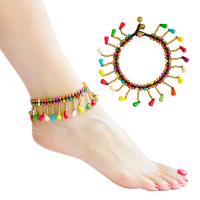 Zinc Alloy Anklet, with Synthetic Turquoise, gold color plated, Bohemian style & for woman Approx 9.8 Inch 