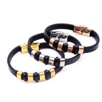 Stainless Steel Bracelet, with Leather, plated, Unisex & anti-fatigue 12mm Approx 8 Inch 