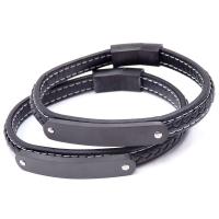Stainless Steel Bracelet, with Leather, black ionic, Unisex, 8mm Approx 8 Inch 