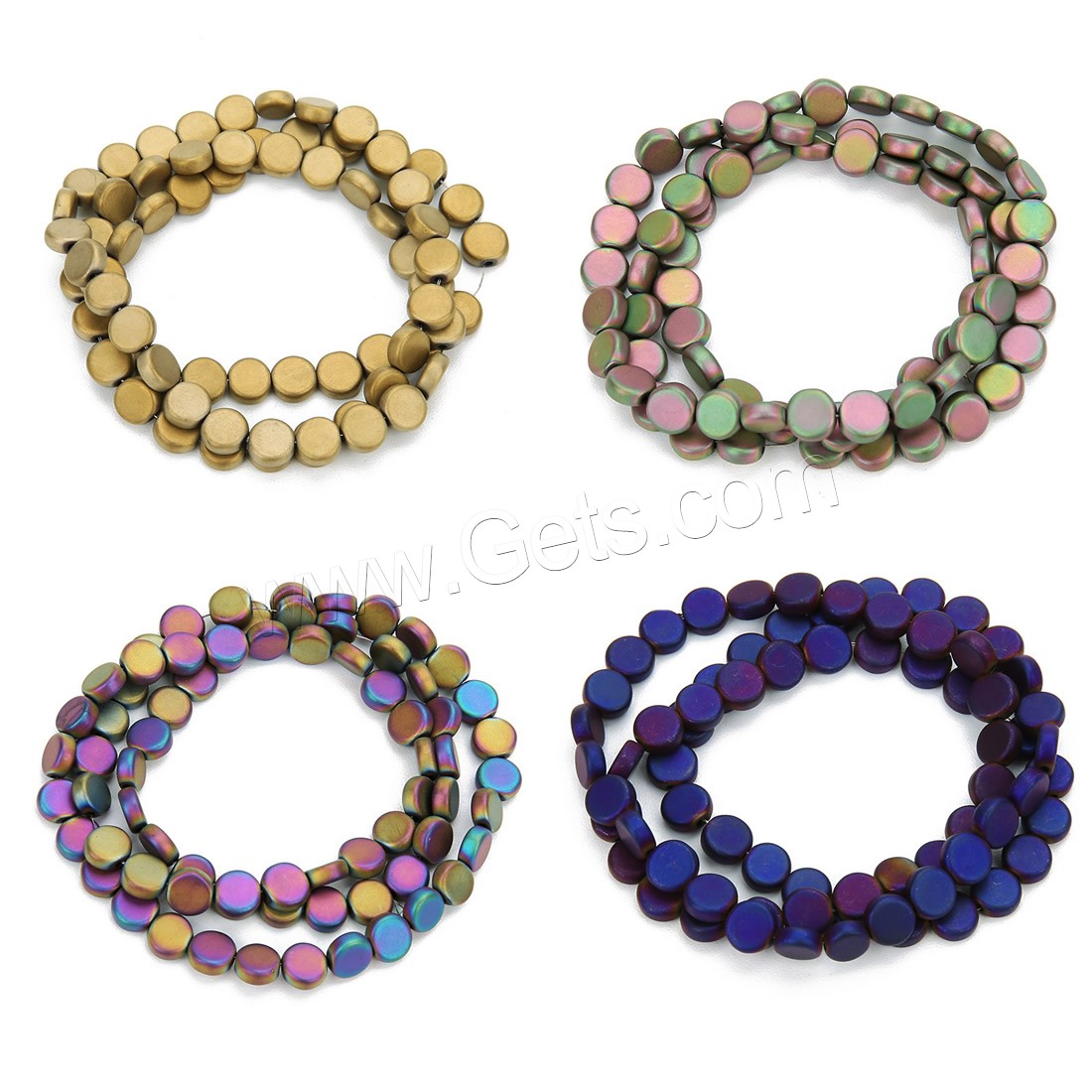 Non Magnetic Hematite Beads, Flat Round, plated, matte, more colors for choice, Hole:Approx 1mm, Length:Approx 12 Inch, Sold By Strand