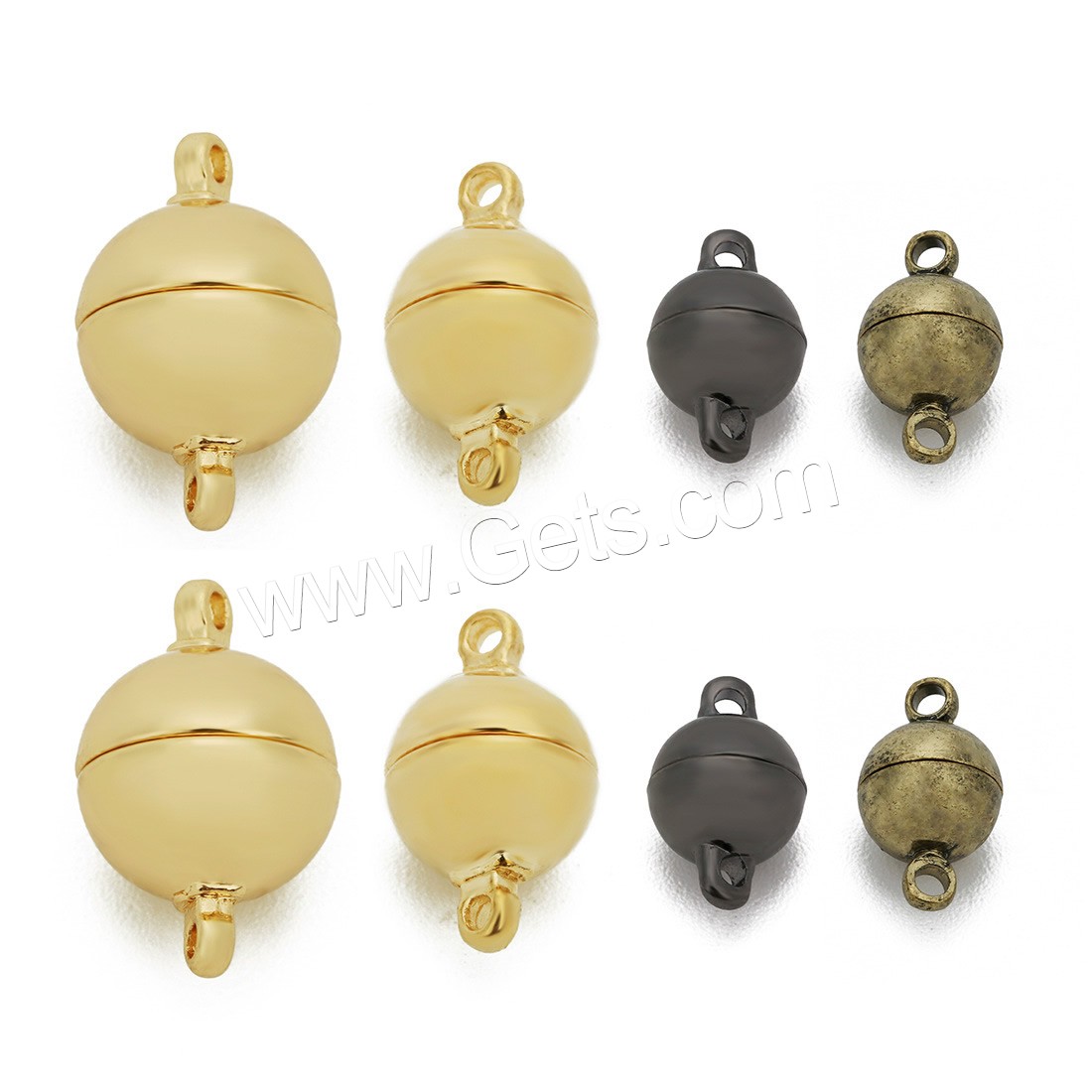 Brass Magnetic Clasp, Round, plated, different size for choice & single-strand, more colors for choice, nickel, lead & cadmium free, Hole:Approx 1-2mm, 5PCs/Bag, Sold By Bag