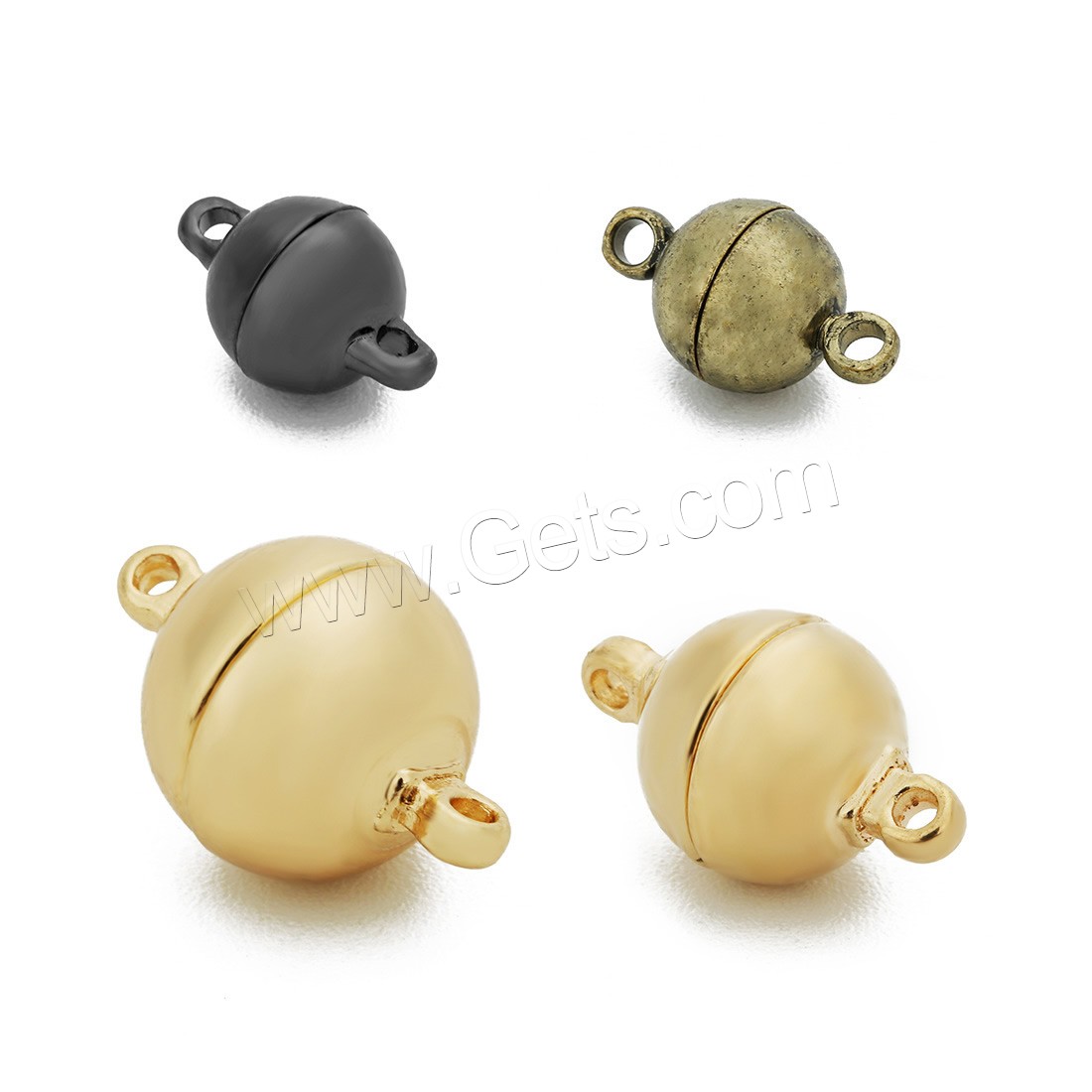 Brass Magnetic Clasp, Round, plated, different size for choice & single-strand, more colors for choice, nickel, lead & cadmium free, Hole:Approx 1-2mm, 5PCs/Bag, Sold By Bag
