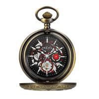 Reloj de Bolsillo, aleación de zinc, con Vidrio, chapado en color bronce antiguo, para hombre & impermeable & luminoso & hueco, más colores para la opción, 40.5x10mm, longitud:aproximado 13.7 Inch, Vendido por UD