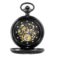Reloj de Bolsillo, aleación de zinc, con Vidrio, chapado, para hombre & impermeable & luminoso & hueco, más colores para la opción, 40.5x10mm, longitud:aproximado 13.7 Inch, Vendido por UD