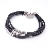 Leather Bracelet, with Titanium Steel, plated, Unisex 10mm Approx 8 Inch 