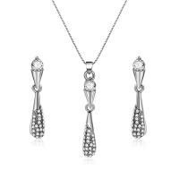 Cubic Zirconia Zinc Alloy Jewelry Sets, earring & necklace, with 1.9lnch extender chain, Baseball Bat, silver color plated, box chain & micro pave cubic zirconia & for woman  Approx 18.1 Inch 
