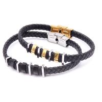 Leather Bracelet, with Titanium Steel, plated, Unisex 7mm Approx 8 Inch 