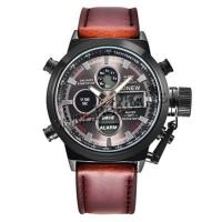 Bracelets de montre pour hommes, Cuir, avec cadran en alliage de zinc & verre, ionique noire, imperméable & lumineux, plus de couleurs à choisir Environ 9.8 pouce, Vendu par PC