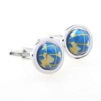 Brass Cufflinks, with Cats Eye, silver color plated, Unisex 15mm 