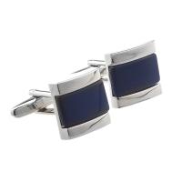 Brass Cufflinks, with Cats Eye, silver color plated, Unisex 