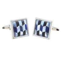 Brass Cufflinks, with Black Shell & White Shell & Abalone Shell, plated, Unisex 