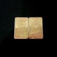 aleación de zinc Moneda conmemorativa, chapado en color dorado, unisexo, 44x28x3mm, Vendido por UD