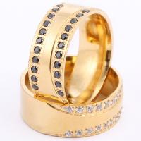 Rhinestone Stainless Steel Finger Ring, gold color plated, Unisex & with rhinestone 8mm 