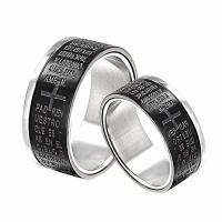 Stainless Steel Finger Ring, plated & with letter pattern & for couple 