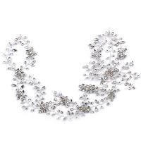 Bridal Hair Flowers, Zinc Alloy, with Crystal, silver color plated, for bridal, lead & cadmium free, 450mm 