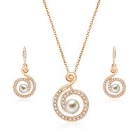 Zinc Alloy Jewelry Set, earring & necklace, with Plastic Pearl, with 2.7lnch extender chain, Music Note, gold color plated, oval chain & micro pave cubic zirconia & for woman  Approx 18.7 Inch 