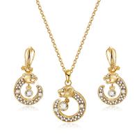 Cubic Zirconia Zinc Alloy Jewelry Sets, earring & necklace, with 2.5lnch extender chain, Animal, gold color plated, oval chain & micro pave cubic zirconia & for woman  Approx 16.9 Inch 