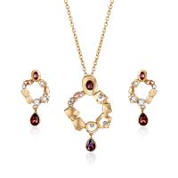Cubic Zirconia Zinc Alloy Jewelry Sets, earring & necklace, with 1.9lnch extender chain, gold color plated, oval chain & micro pave cubic zirconia & for woman  Approx 21.2 Inch 