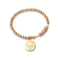 Stainless Steel Charm Bracelet, 316L Stainless Steel, rose gold color plated, with letter pattern & for woman 16mm Approx 5.7 Inch 