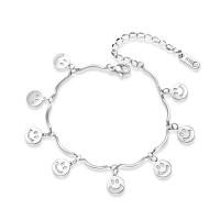 Stainless Steel Charm Bracelet, 316L Stainless Steel, Smiling Face, bar chain & for woman, original color, 8mm Approx 6 Inch 