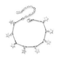 Stainless Steel Charm Bracelet, 316L Stainless Steel, with 2inch extender chain, Star, bar chain & for woman, original color, 7mm Approx 6 Inch 
