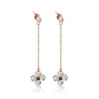 316L Stainless Steel Drop Earring, with Rhinestone Clay Pave, Flower, plated, for woman 