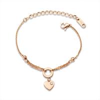 Stainless Steel Charm Bracelet, 316L Stainless Steel, Heart, plated, oval chain & for woman & with rhinestone 9mm Approx 6 Inch 