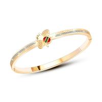 316L Stainless Steel Bangle, with Rhinestone Clay Pave, Bee, plated, for woman & enamel 12mm, Inner Approx 58mm 