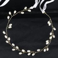Cloth Headband, with ABS Plastic Pearl & Satin Ribbon, Flower, for bridal 