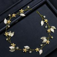 Zinc Alloy Headband, with ABS Plastic Pearl, gold color plated, for bridal & with rhinestone, lead & cadmium free 