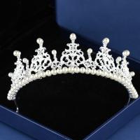 Bridal Tiaras, Cloth, with ABS Plastic Pearl, for bridal & with rhinestone 