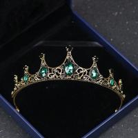 Bridal Tiaras, Zinc Alloy, with Crystal, antique gold color plated, for bridal & faceted & with rhinestone, lead & cadmium free 
