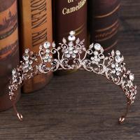 Bridal Tiaras, Zinc Alloy, with Crystal, antique brass color plated, for bridal & faceted & with rhinestone, lead & cadmium free 