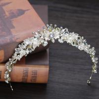 Bridal Hair Band, Zinc Alloy, with ABS Plastic Pearl, silver color plated, for bridal & with rhinestone, lead & cadmium free 