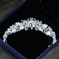Bridal Hair Band, Zinc Alloy, with ABS Plastic Pearl & Crystal, silver color plated, for bridal & faceted & with rhinestone, lead & cadmium free 