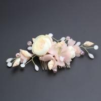 Bridal Decorative Hair Comb, Zinc Alloy, with Etamine & Trumpet Shell & Crystal, silver color plated, for bridal & faceted & with rhinestone, lead & cadmium free 